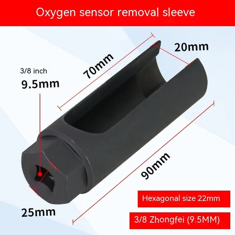 Black chromium vanadium steel oxygen sensor sleeve with 22mm inner diameter for universal O2 sensor protection.