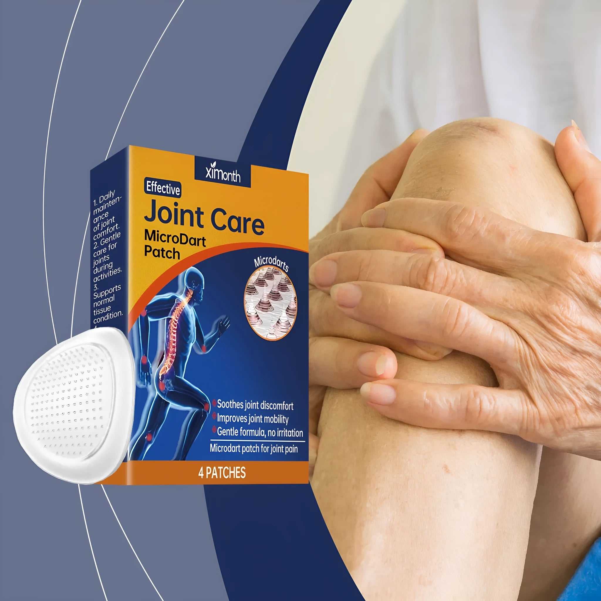 Pack of 4 joint nursing microneedle adhesive patches with moxa leaf, ginger root, and bee venom.