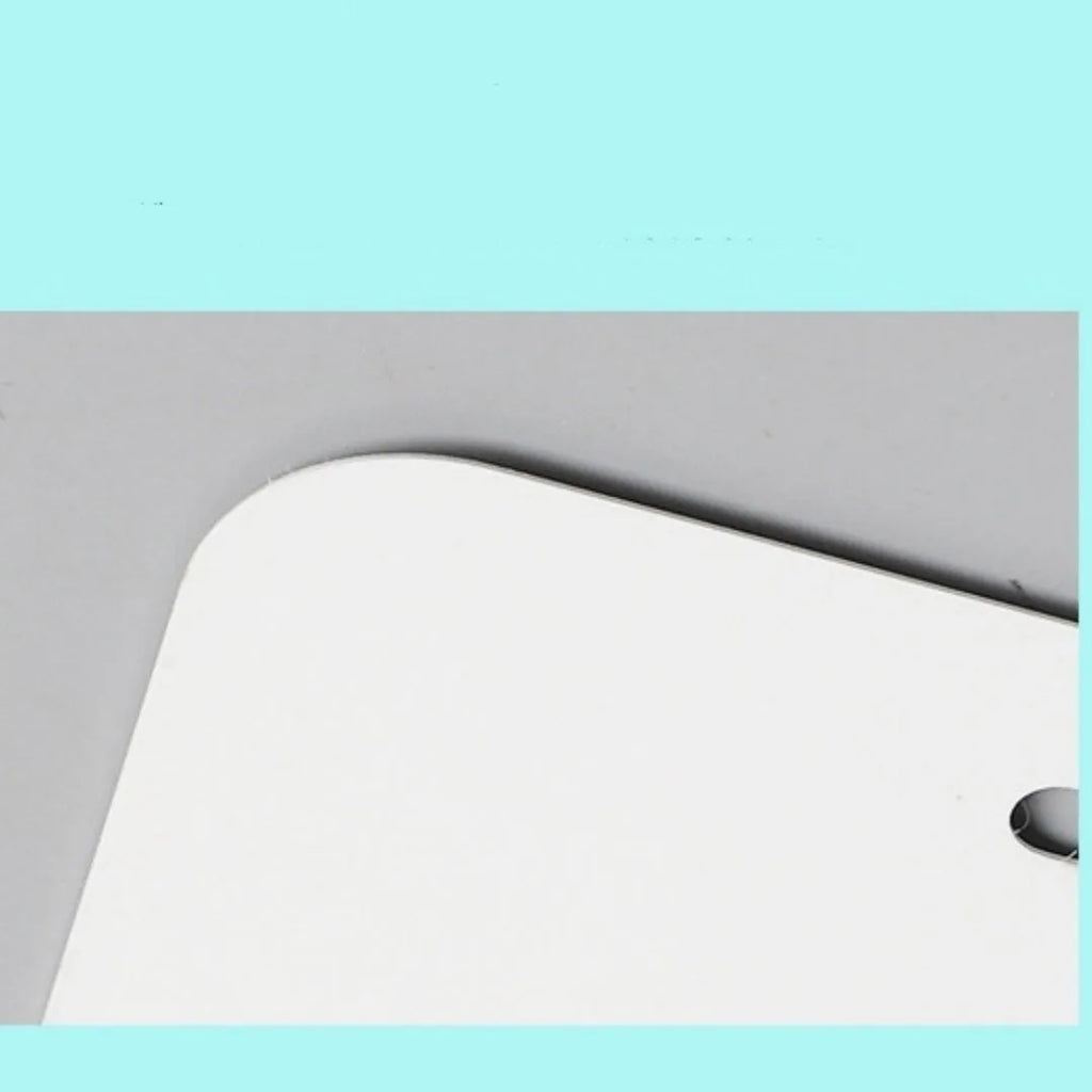 White aluminium licence plate sheet measuring 30.3 by 15 centimetres with four thickness options