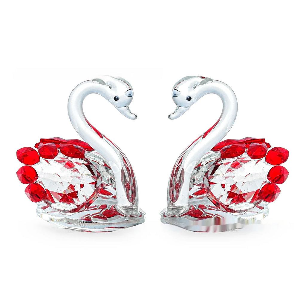 White crystal swan ornament in modern simplicity style on a desktop