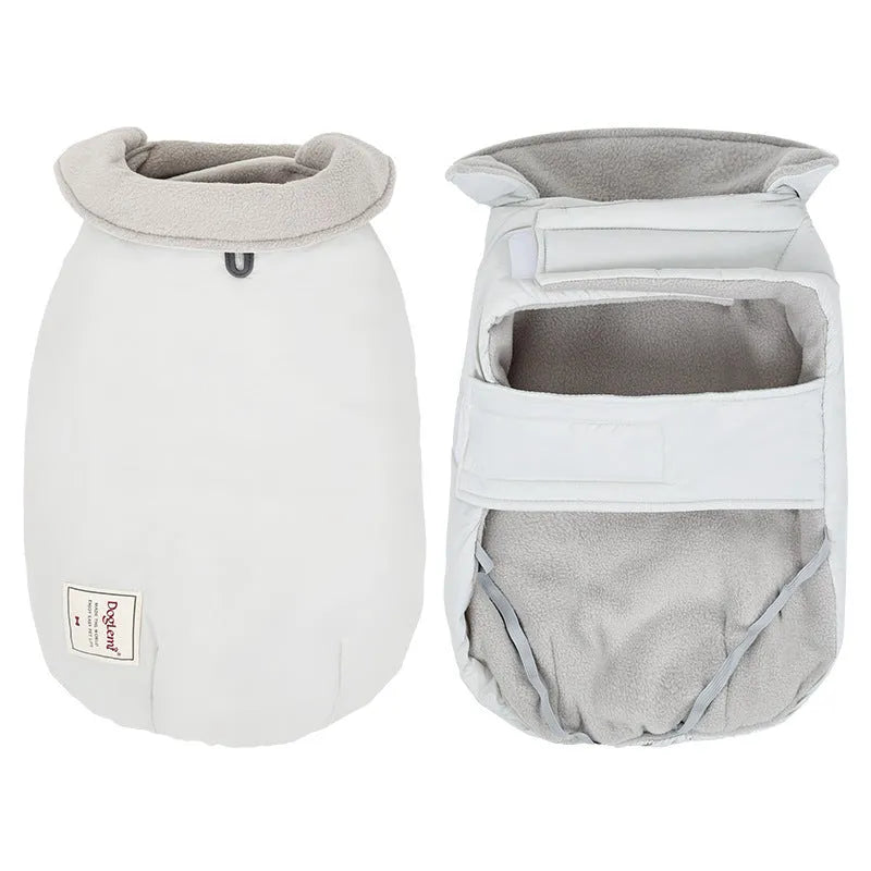 Solid colour dog winter vest with cotton padding for warmth in sizes S M L XL.