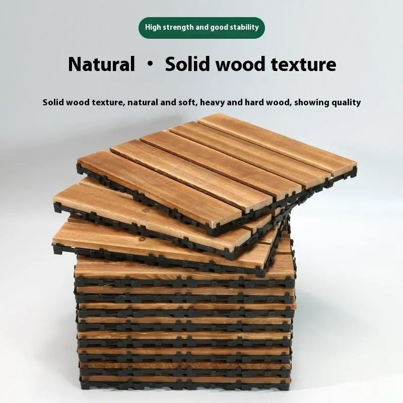 Camphor pine wood flooring tiles measuring 30x30cm with modern simplicity styling