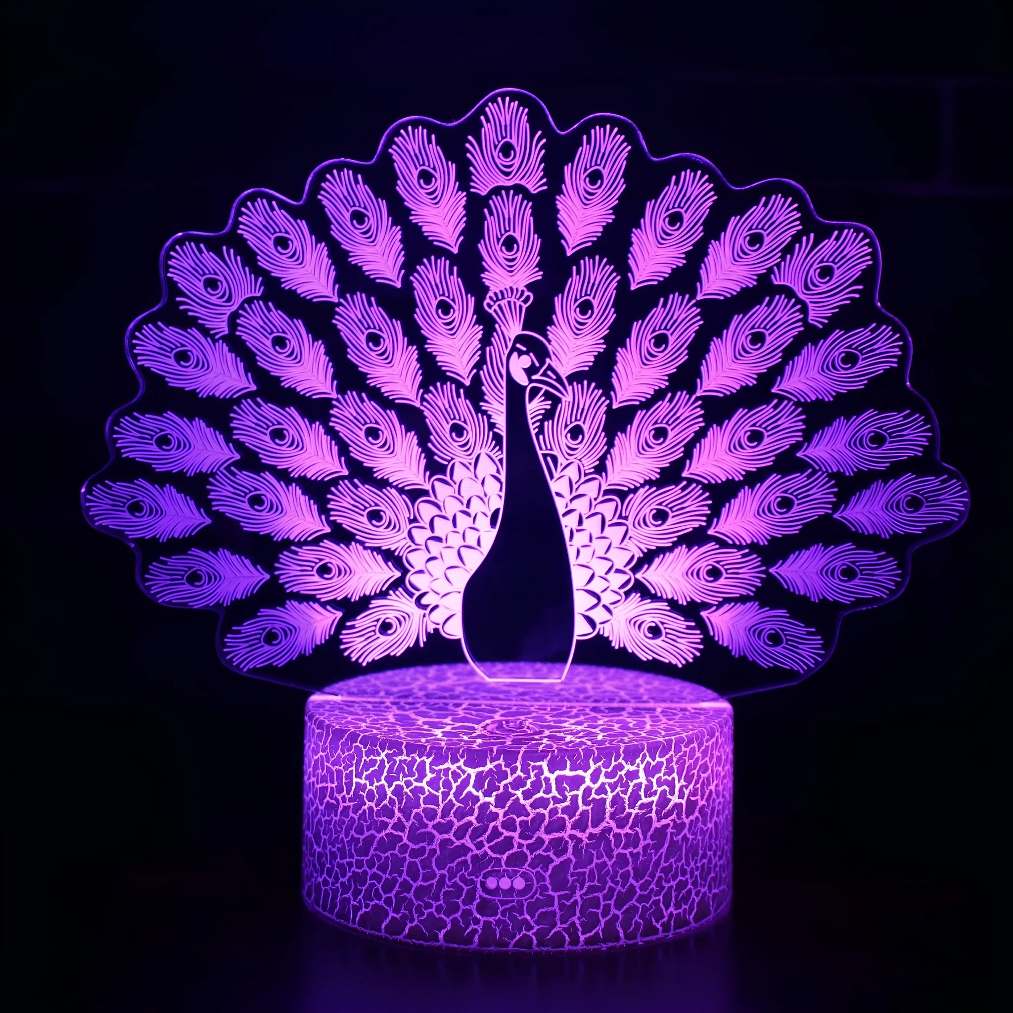 Acrylic 3D small night colourful touch USB table lamp with crack base design