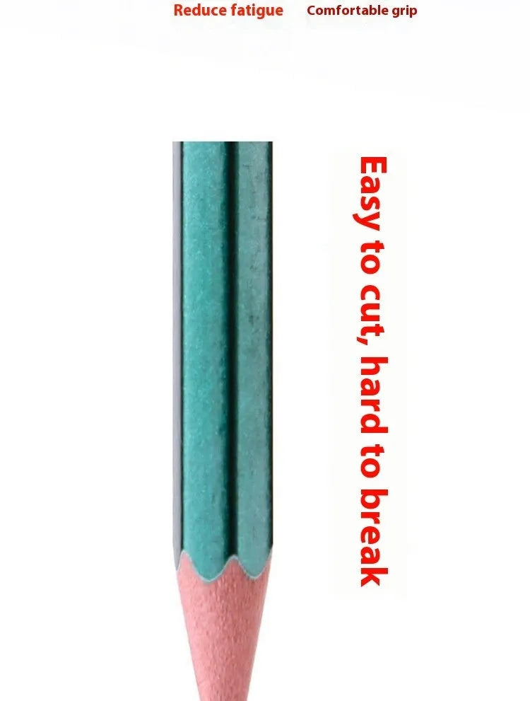 Box of ten green hexagonal wooden pencils with HB and 2B grades.