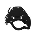 Stainless steel universal motorcycle throttle lock for cruise control, shown with bottom and top mounting format options.