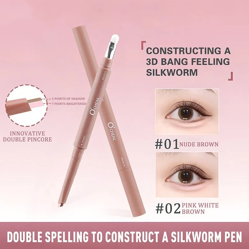 Double Fight eye shadow pen in natural three-dimensional highlight, 30ml, with silkworm applicator for festival makeup