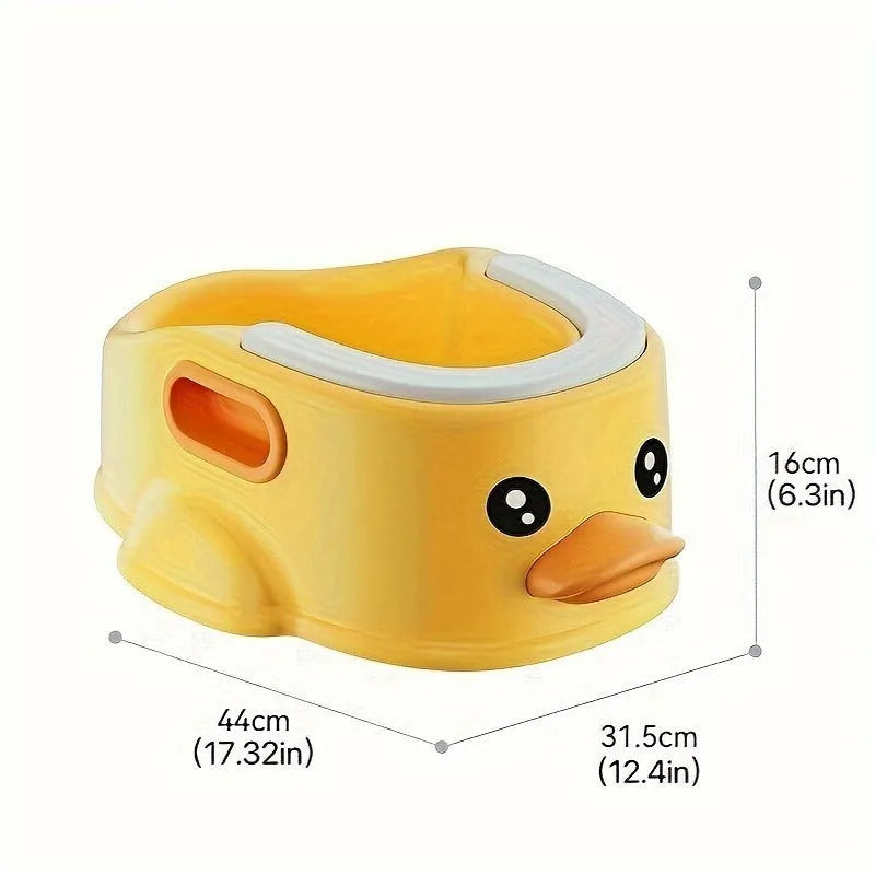 Blue PVC duck-shaped bathtub for washing small dogs and cats on a bathroom floor.