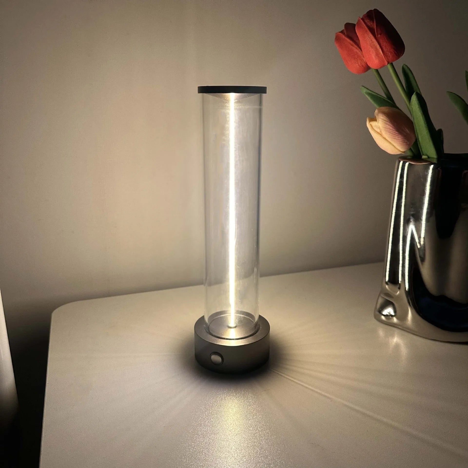Modern rectangular USB-charged LED glass light strip with magnetic mount, dimensions 53mm by 234mm.