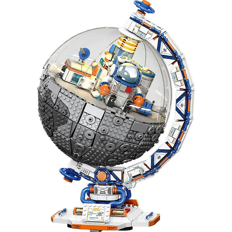 Space dawn earth instrument building blocks toy set with small particle plastic pieces in colour box