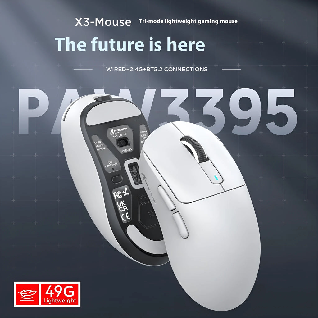 Bluetooth computer mouse with three connectivity modes in black, white, lavender, red, or orange colour options