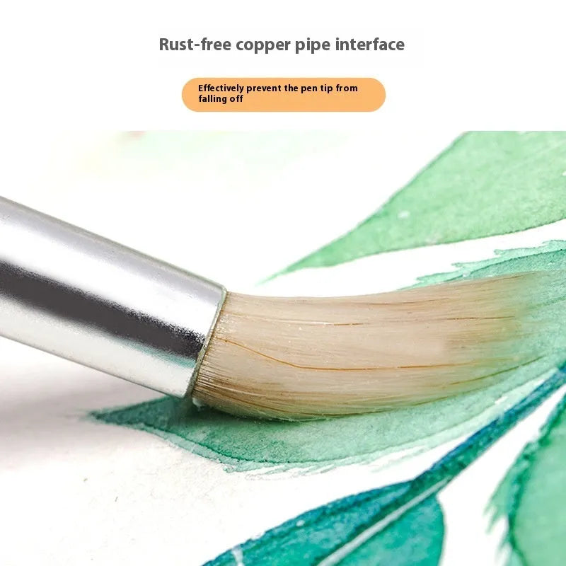 Six-piece wooden artistic brush set with pointed wool tips for line art painting