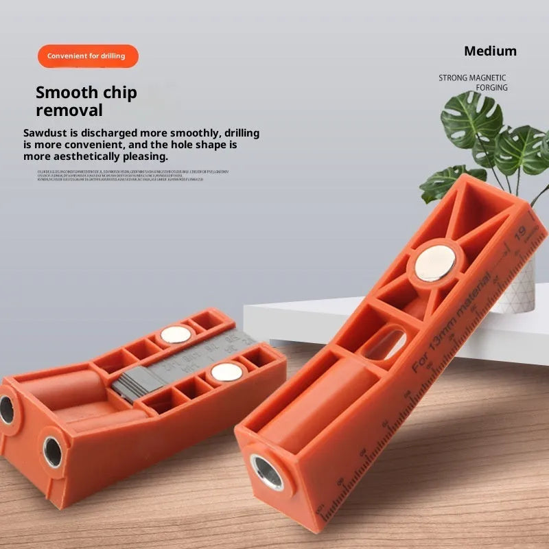 Orange plastic woodworking oblique hole punching locator 28-piece double-hole drilling positioning suit for accurate angle drilling
