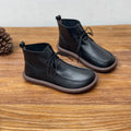 Women's cowhide leather boots with velvet lining in black and coffee colours