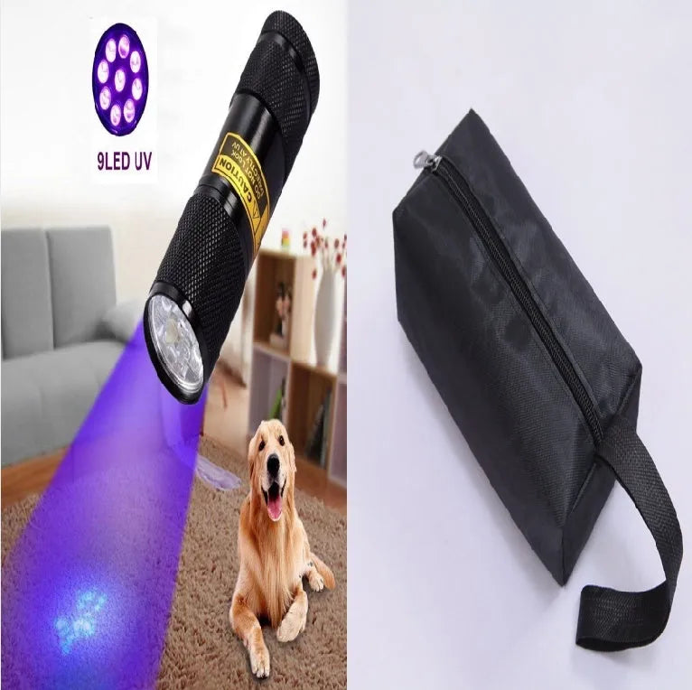 21 LED UV flashlight with violet light in silver aluminium alloy body