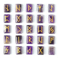 Square natural crystal THALO Luen rune ornament in tigereye and red agate colour options