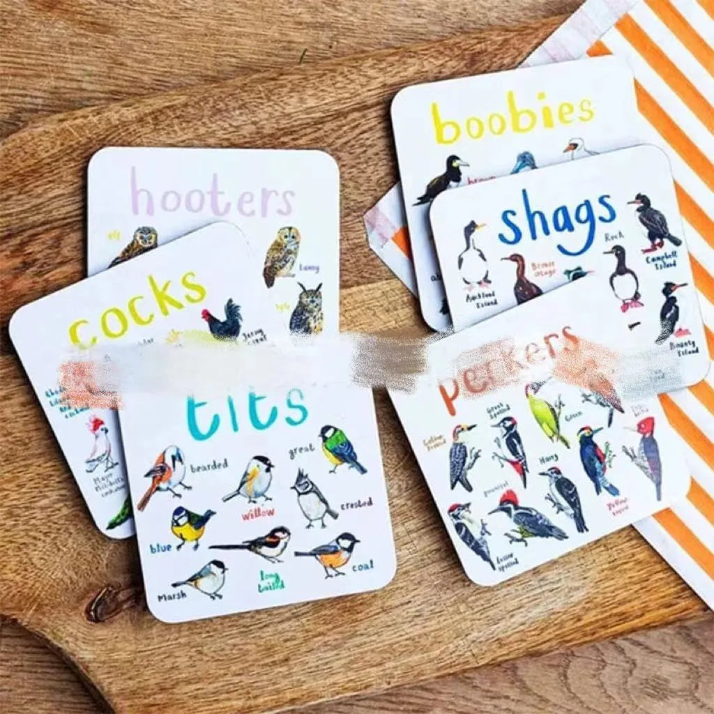 Bird pun coaster set, square PVC drink mats, 10x10x0.35 cm, 6 or 12 pieces