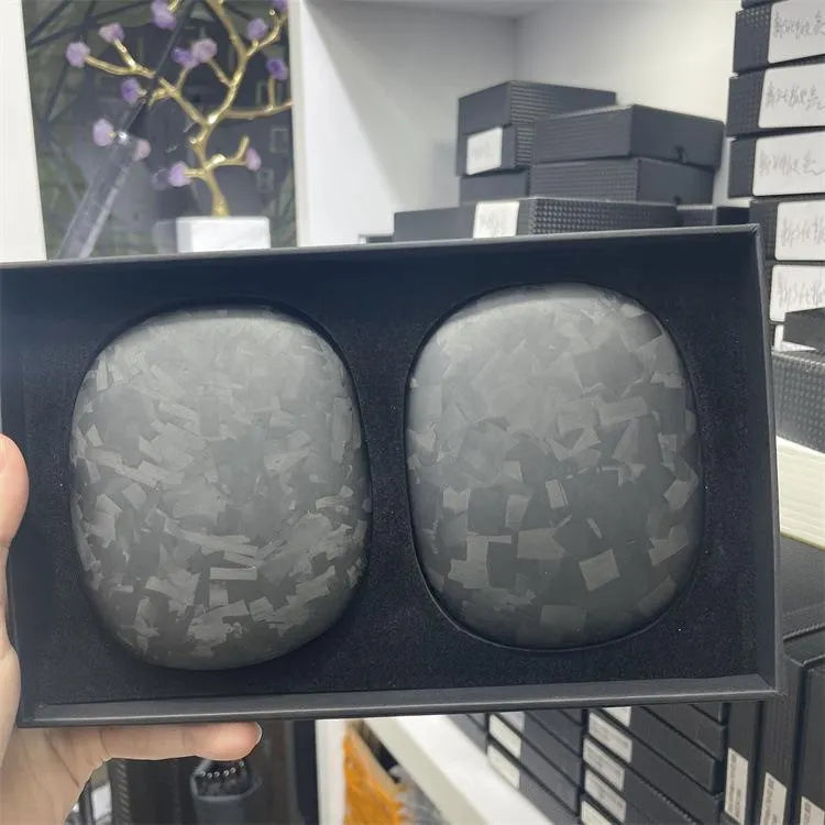 3K carbon fiber forged protective cover for Apple Airpods Max in embossed black finish