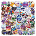 Pack of 50 colourful tea cup graffiti waterproof stickers in Nordic style for DIY luggage and scooter customisation.