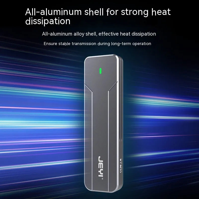 Dark grey all aluminium alloy M.2 external SSD enclosure with USB C cable