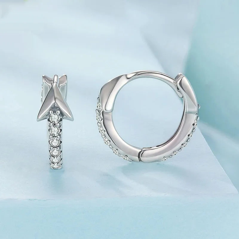 S925 sterling silver earrings with inlaid zircon, simple unisex style, SCE1972 colour