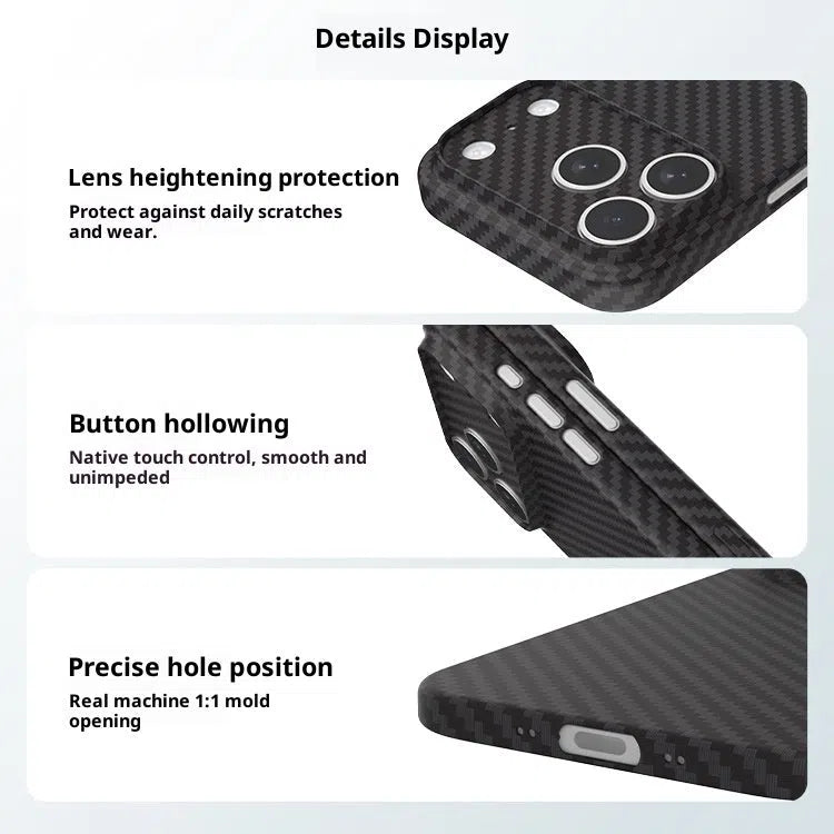 Kevlar carbon fibre texture PP phone case for iPhone in Pure Black colour