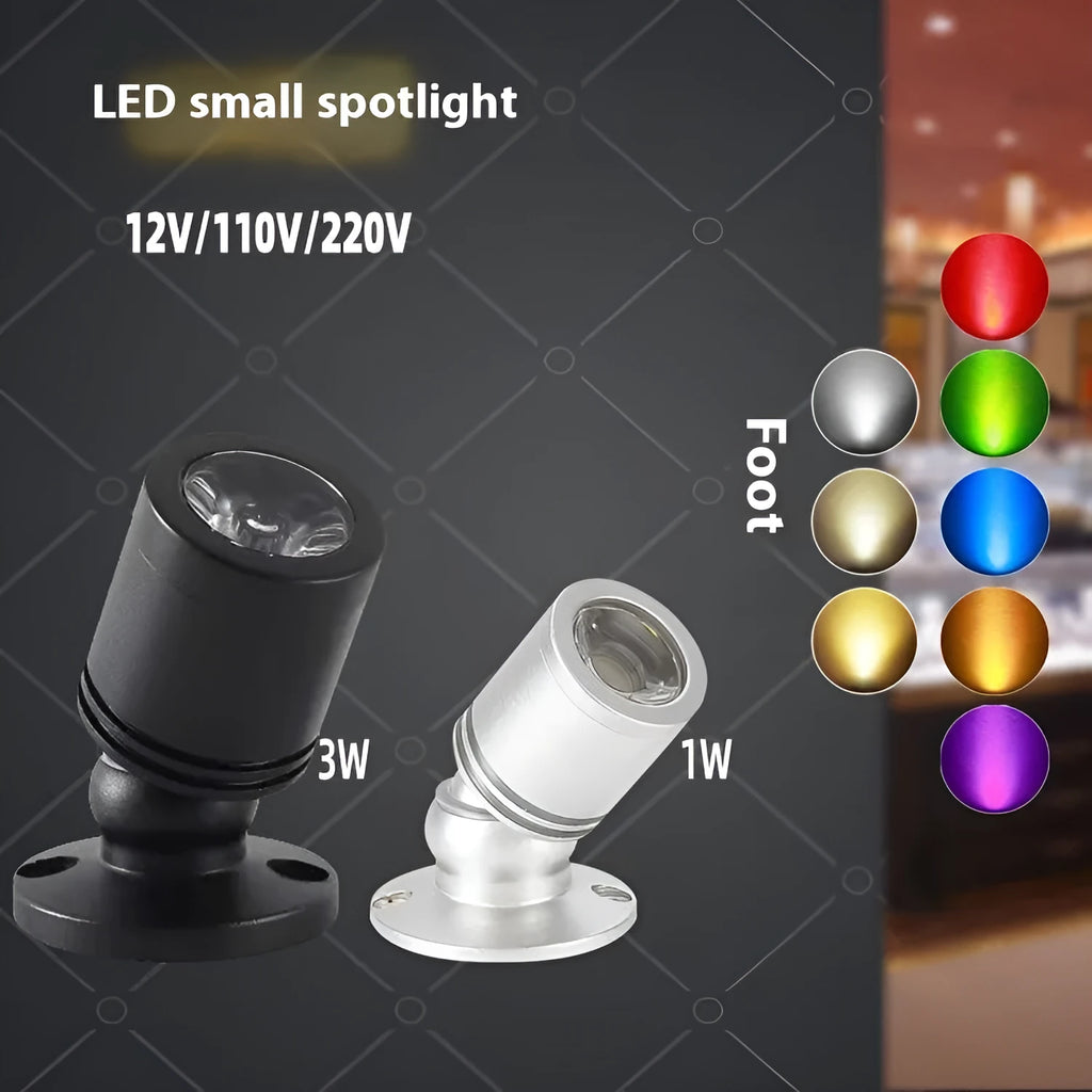 Mini jewelly aluminium surface mounted spotlight in black finish with colour temperature options for accent display lighting