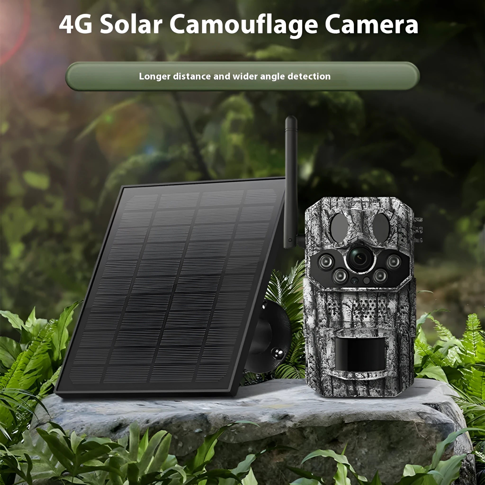 Solar hunting camera with 4G GPS positioning, IP65 waterproof, 3MP/2K resolution and infrared night vision
