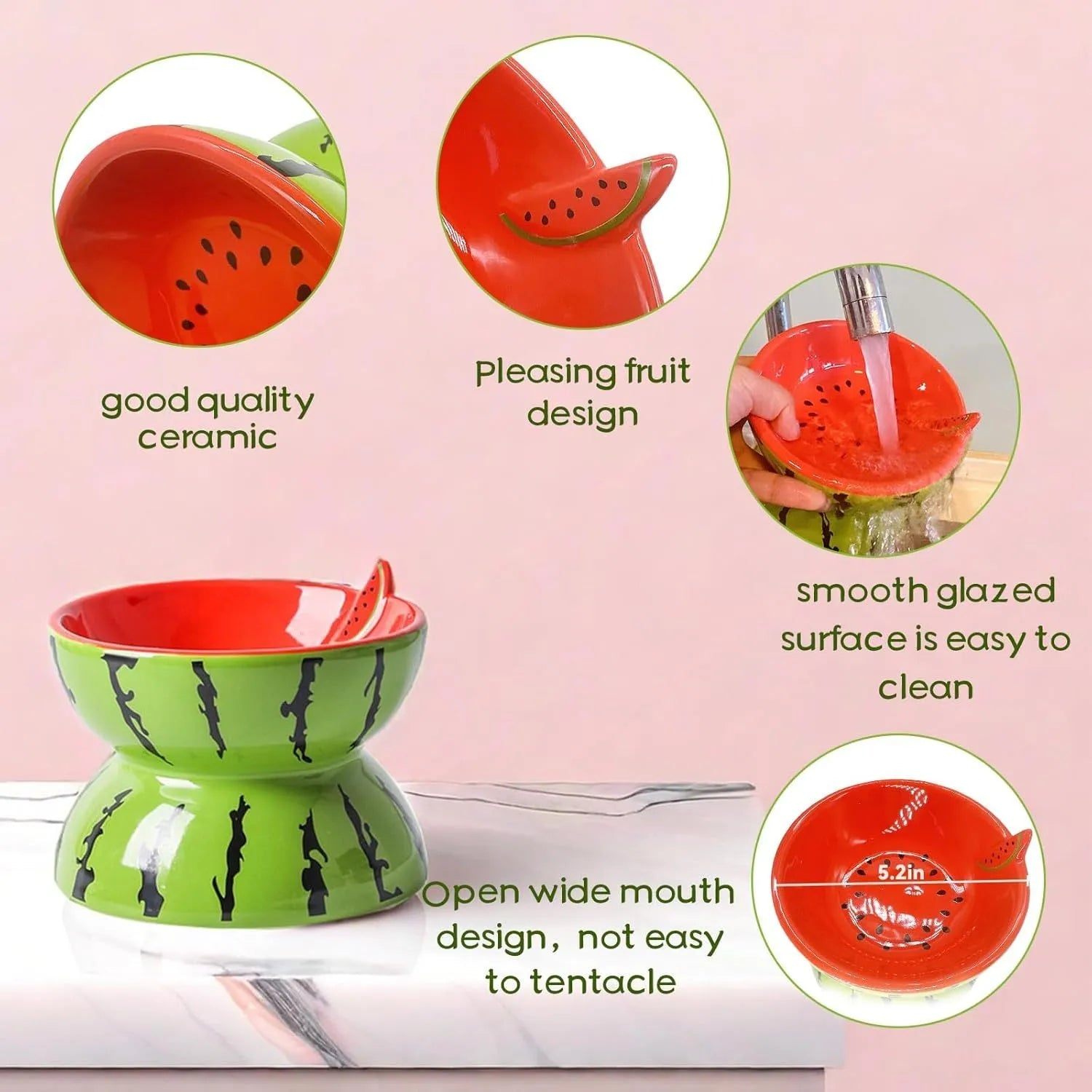 Orange patterned ceramic raised cat bowl on a tilted stand for food and water.