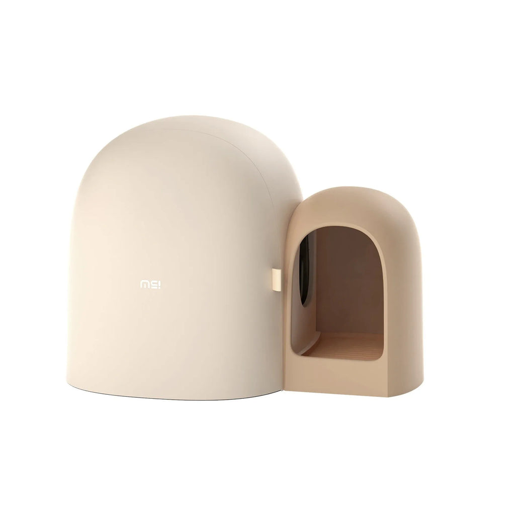 Fully enclosed oversized cat litter box in ABS plastic shown in moss green colour.