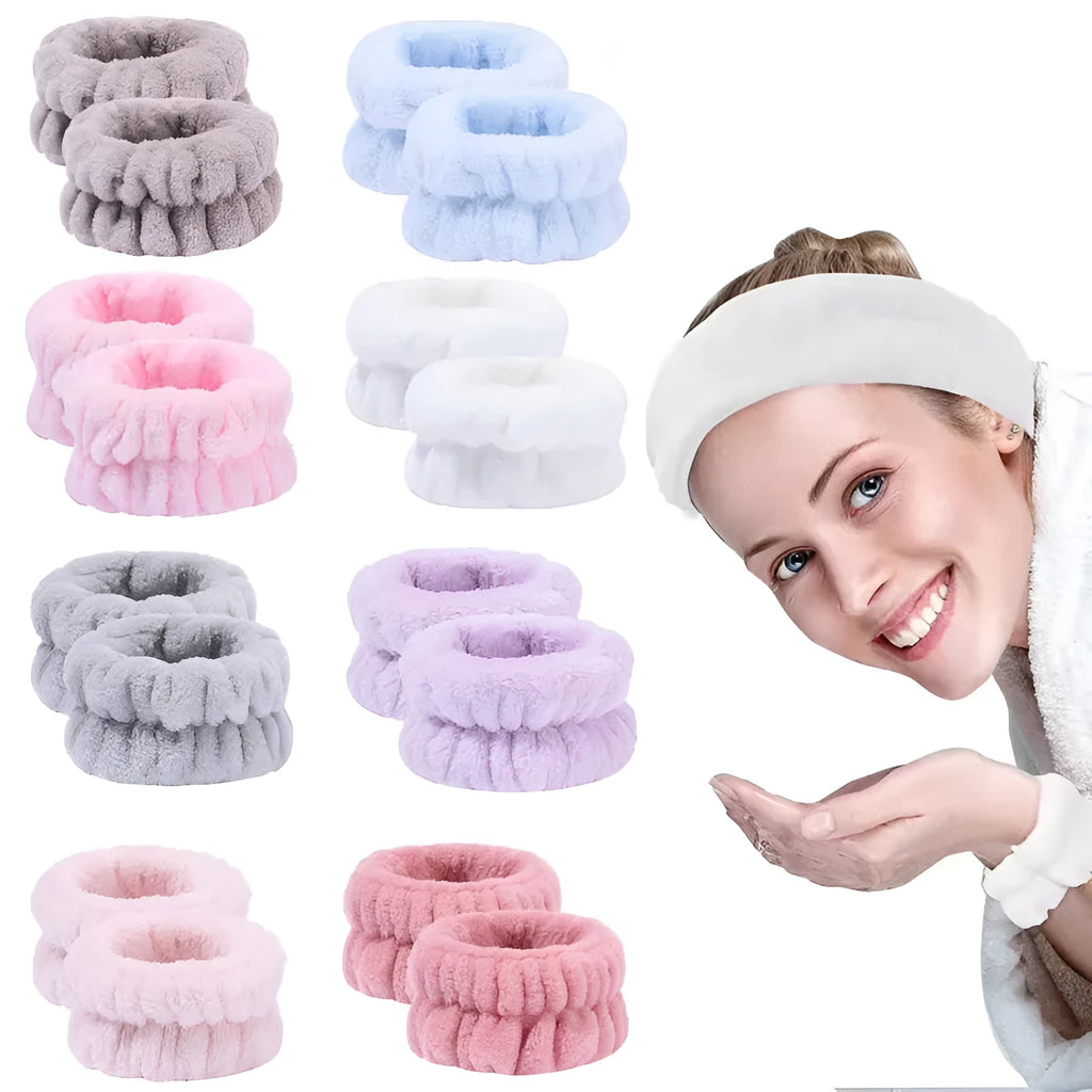 Absorbent wrist washband in coral velvet, high elasticity, plain solid colour for washing face