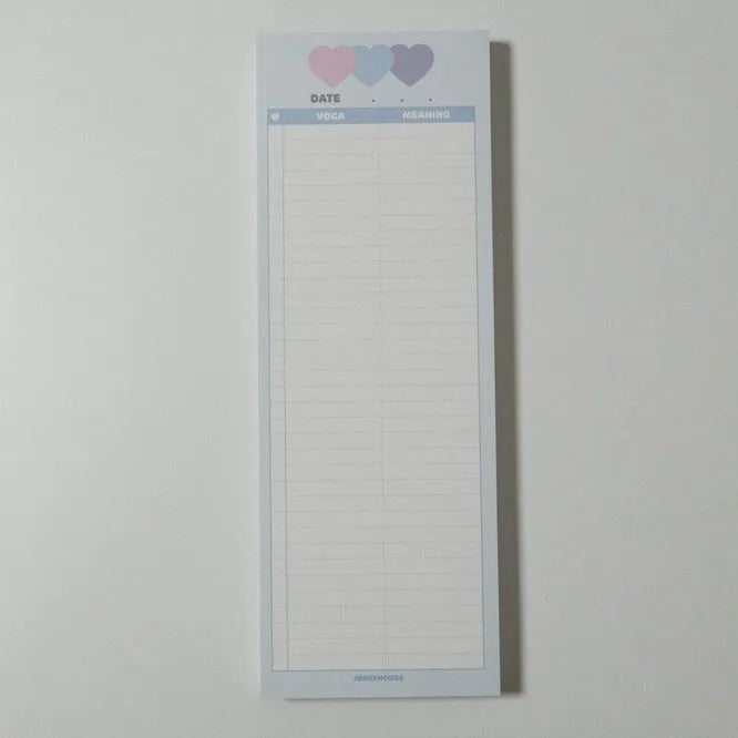 Vertical double-sided notepad with English words design in B5 half size