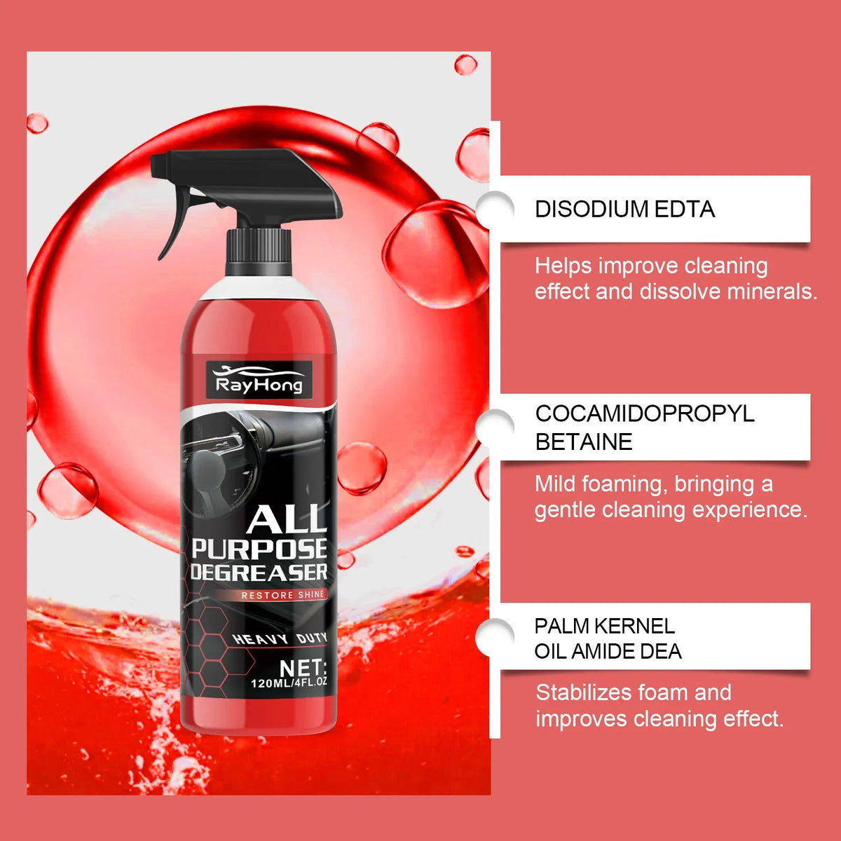 Car multifunction stain cleaner 120ml bottle with detergent for upholstery and carpet cleaning