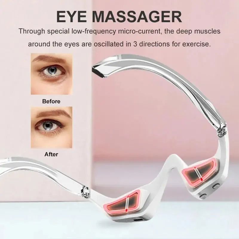 3D glasses-design micro-current eye massager beauty instrument in pink or white