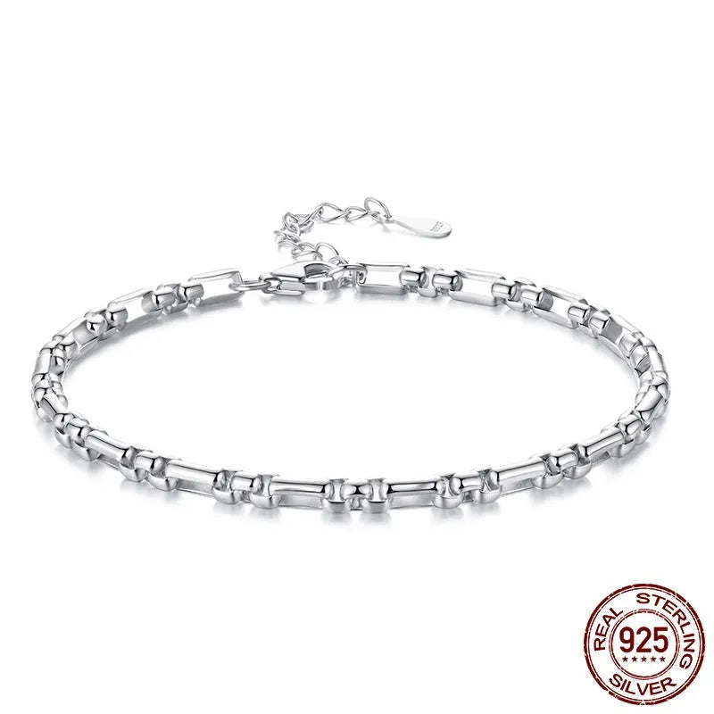 S925 sterling silver minimalist round box chain bracelet in colour BSB231 for women