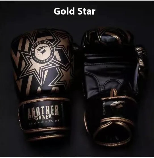 A pair of children's boxing Sanda gloves in a choice of gold, red, white, green, or lake blue, shown in a vertical style.