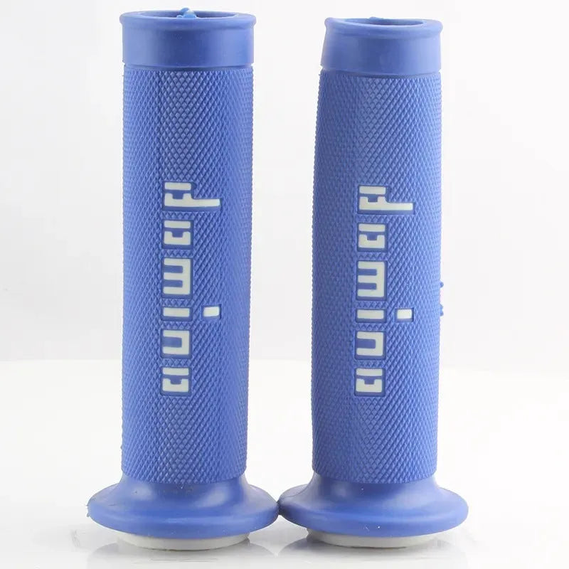 Pair of Domino-style motorcycle handle gel grips in a chosen colour, showing non-slip rubber texture.