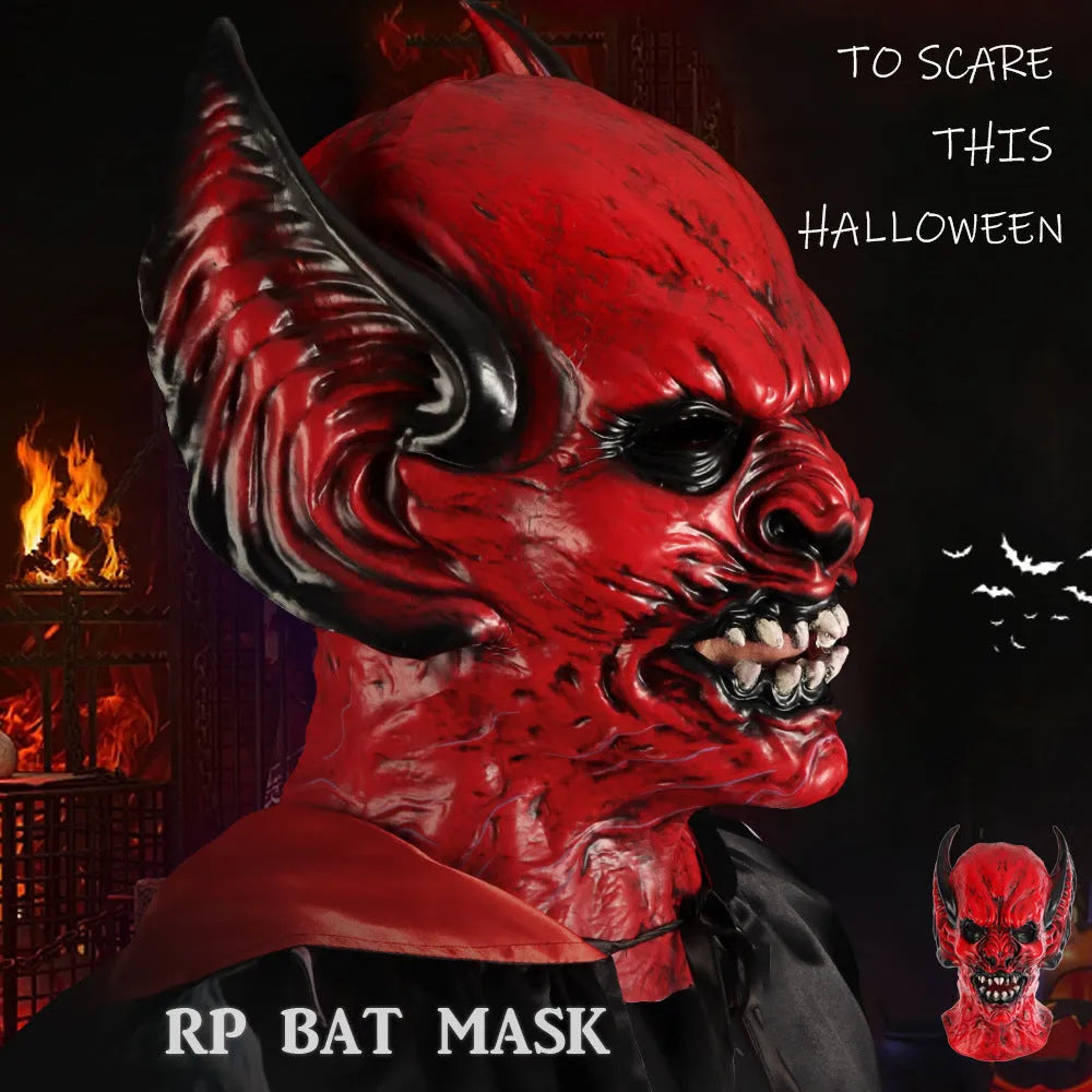 Red bat hood mask made from RP foam for Halloween and Christmas party dress-up
