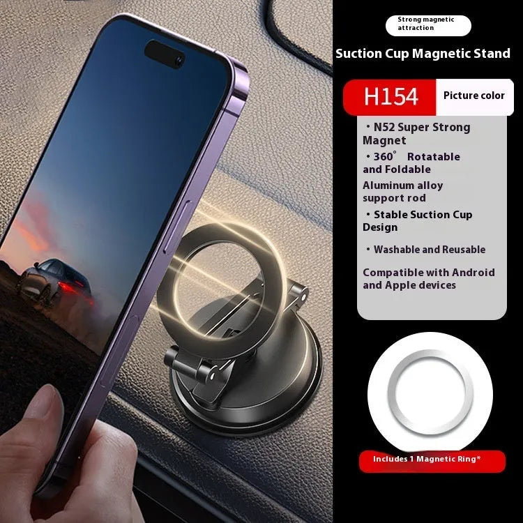 Black H154 magnetic phone holder with suction cup for car mounting