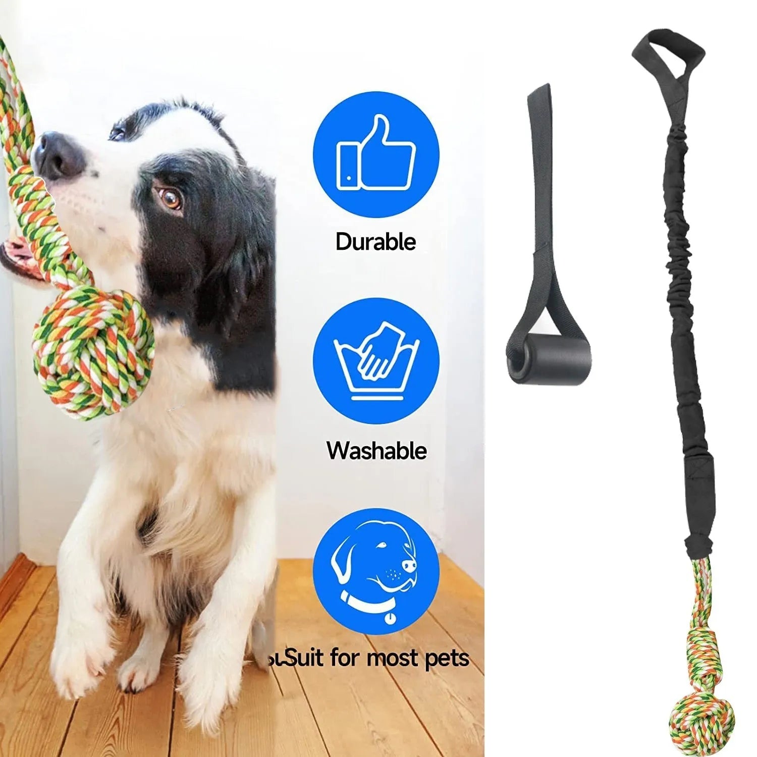 A woven cotton rope dog toy for tug of war and chewing, shown in red.