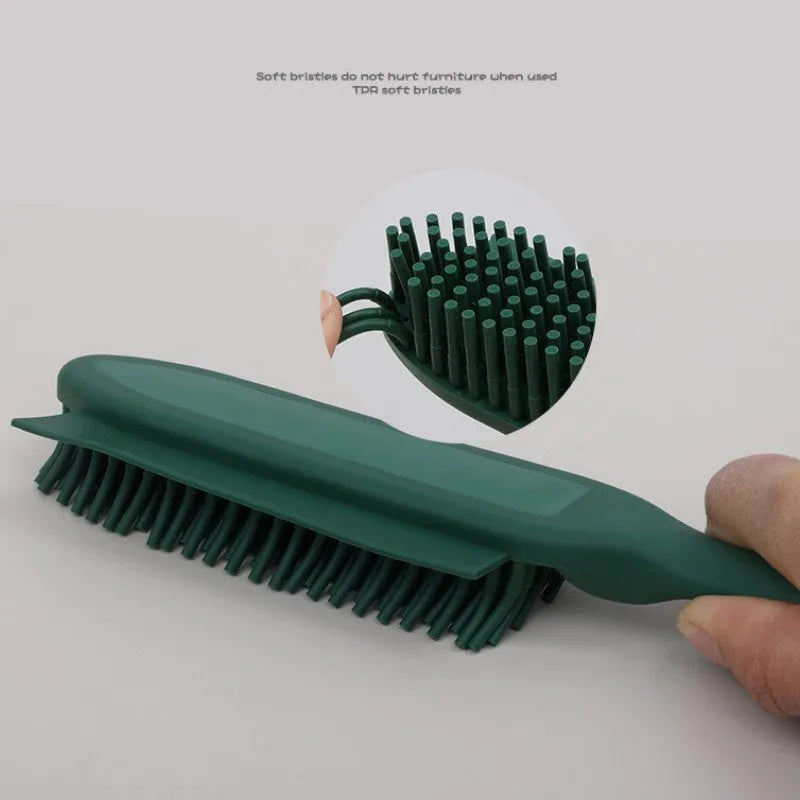 Green pet grooming brush with circular rubber massage teeth for dog and cat hair removal