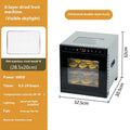 Stainless steel fruit dehydrator with visual skylight and LED control panel