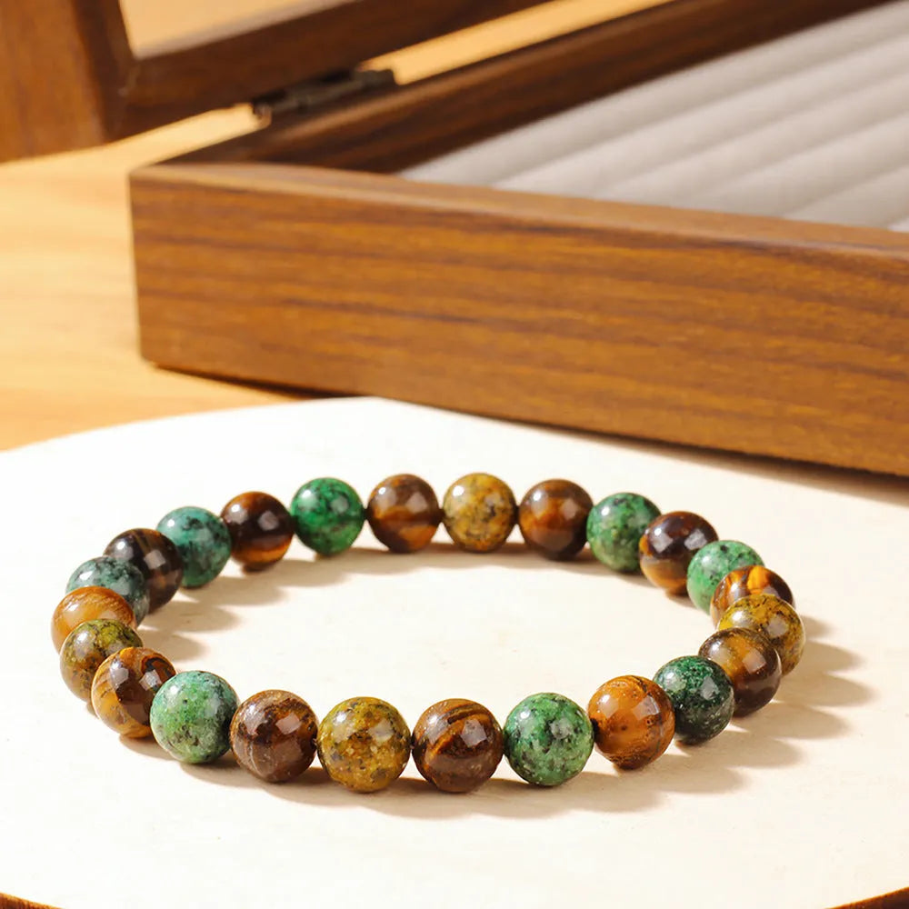 Handmade Tigereye stone bracelet with 18mm flower design in L1805 colour