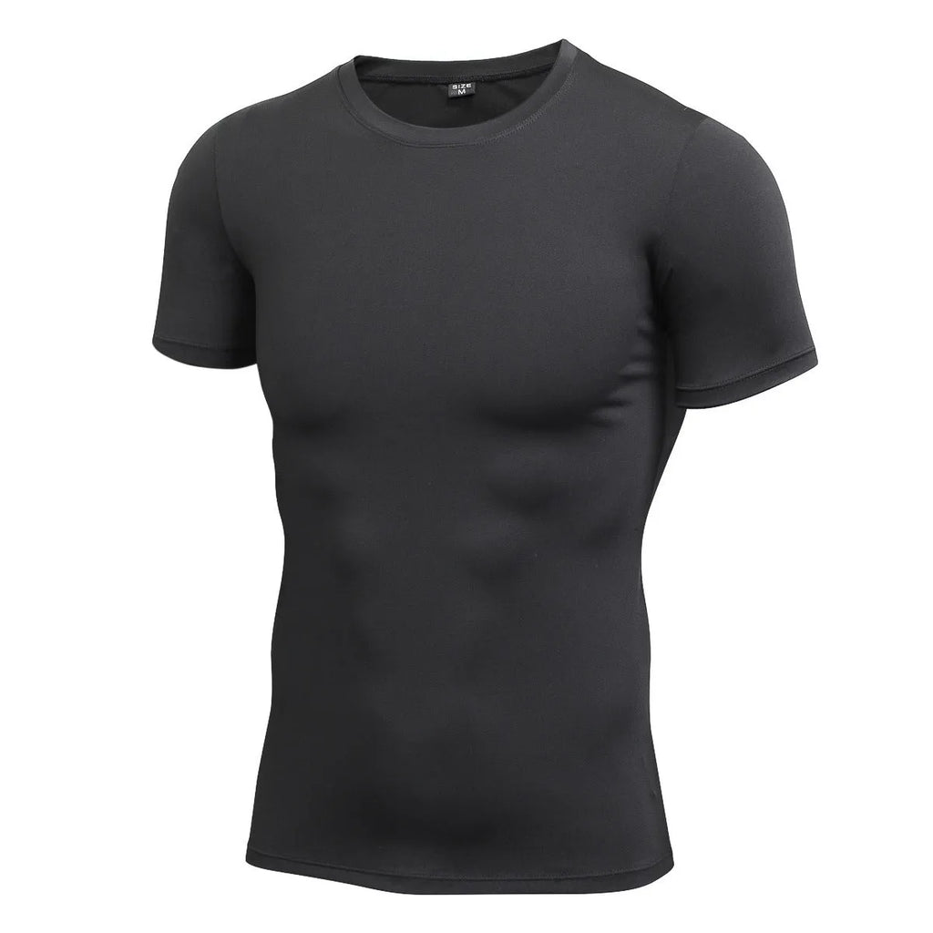 Men's solid colour quick dry polyester short sleeve fitness shirt in multiple colour options
