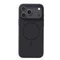 Frosted matte magnetic protective case for iPhone 17 series in black colour showing camera button protection