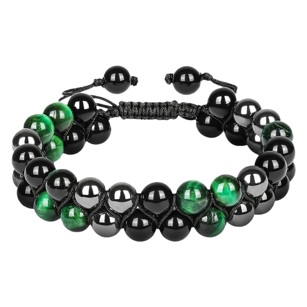Handmade Tiger Eye bracelet with auspicious elephant charm in alloy setting