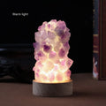 Natural purple amethyst crystal night light with tooth flower vug formation and USB cable