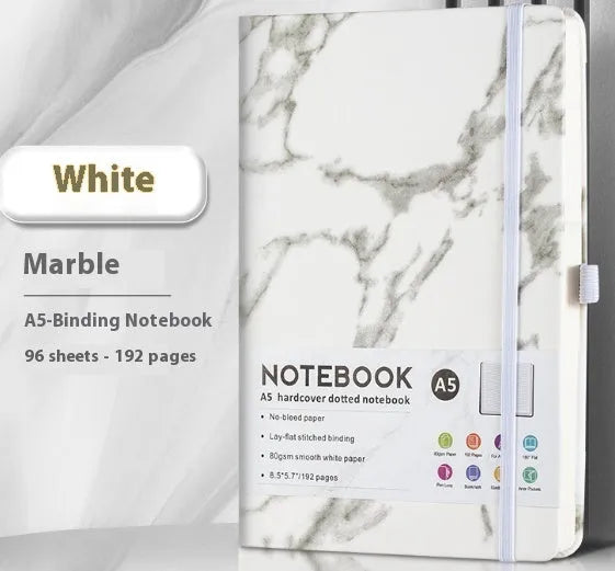 A5 diary notebook with soft skin-feel PU leather cover, strap closure, and horizontal line inner pages