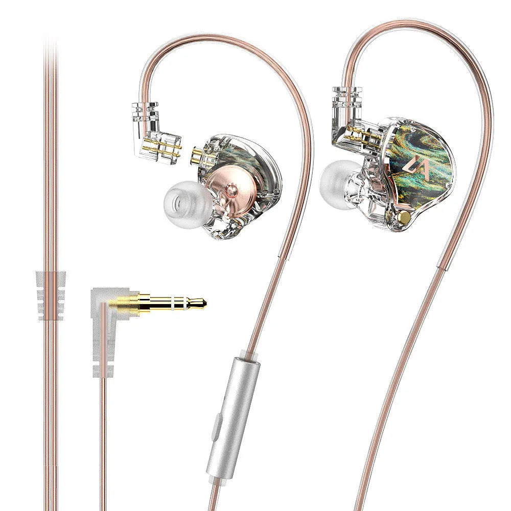 LM3 series ear-mounted wired earphones with silver-plated cable and adjustable line