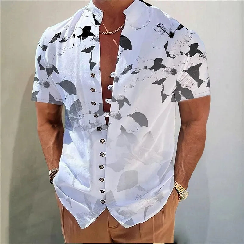 Youth geometric 3D printed floral pattern cardigan shirt in chemical fibre blend fabric