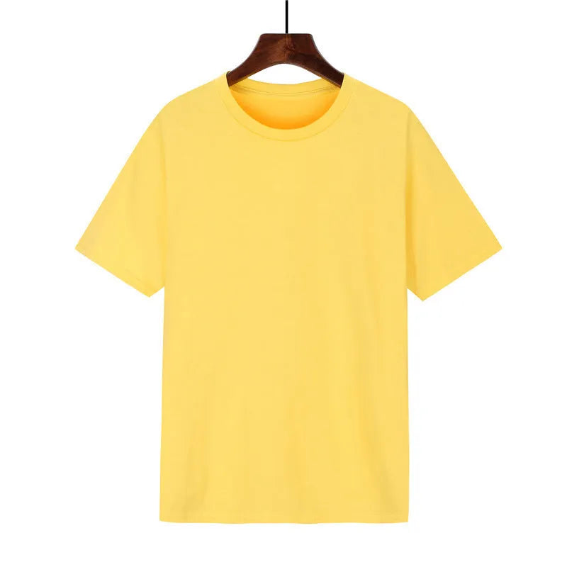 Men's black cotton T-shirt with short sleeves and loose fit design on mannequin